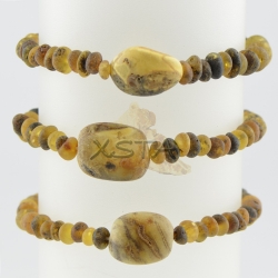 Amber bracelet 18cm with green olive beads
